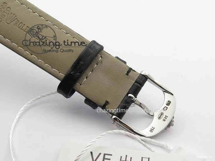 1223 Cellini Date VF Best Edition SS Black Dial Stick Markers On Black Leather Strap A Lightweight 3725